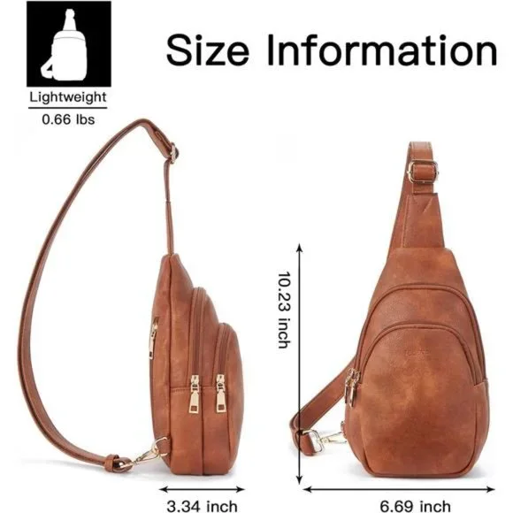 Small Sling Bag for Women Leather Crossbody Fanny Packs Chest Bag for Women - Picture 6 of 7